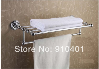 Wholesale And Retail Promotion Modern Polished Chrome Towel Rack Bar Holder Nathroom Shelf With Towel Bar Shelf [Towel bar ring shelf-4826|]