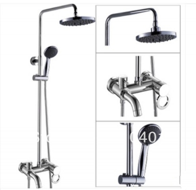 Wholesale And Retail Promotion NEW Bathroom 8" Round Rain Shower Faucet Bathtub Mixer Tap Shower Column Chrome