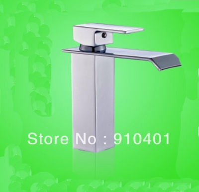 Wholesale And Retail Promotion NEW Chrome Bathroom Basin Faucet Waterfall Spout Vanity Sink Mixer Tap 1 Handle [Chrome Faucet-1254|]