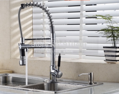 Wholesale And Retail Promotion NEW Chrome Brass Spring Kitchen Faucet Dual Sprayer Swivel Spout Sink Mixer Tap [Chrome Faucet-932|]