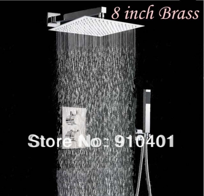 Wholesale And Retail Promotion NEW Chrome Brass Thermostatic Wall Mounted Shower Faucet Set 8" Rain Shower Head [Chrome Shower-2376|]