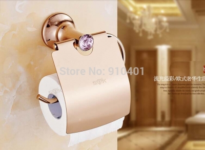 Wholesale And Retail Promotion NEW Crystal Style Rose Golden Toilet Paper Holder With Cover Tissue Bar Hanger [Toilet paper holder-4625|]