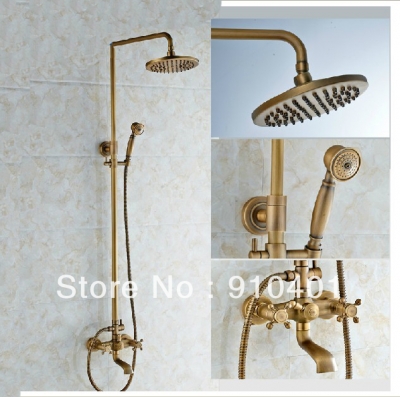 Wholesale And Retail Promotion NEW Euro 8" Round Rain Shower Faucet Bathtub Shower Mixer Tap Dual Cross Handles