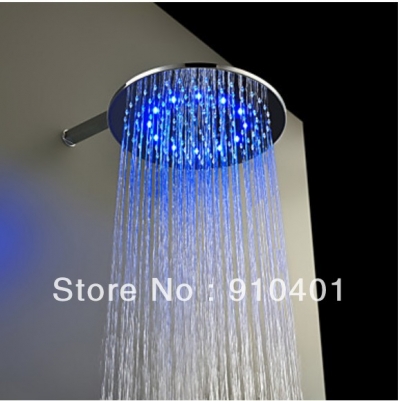 Wholesale And Retail Promotion NEW LED Color Changing 12"Rain Shower Faucet Head Round Style Shower Head Chrome [Shower head &hand shower-4129|]