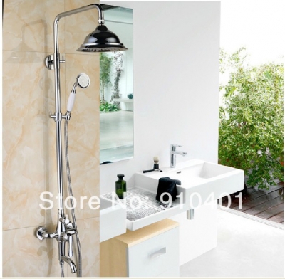 Wholesale And Retail Promotion NEW Luxury Chrome Rain Shower Faucet Set Single Handle Tub Mixer Tap Hand Shower [Chrome Shower-2388|]