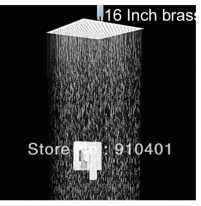 Wholesale And Retail Promotion NEW Luxury Huge 16" Square Rain Shower Faucet Set 2 PCS Shower Mixer Tap Chrome