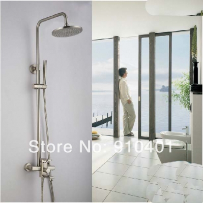 Wholesale And Retail Promotion NEW Luxury Wall Mounted Brushed Nickel Rain Shower Tub Mixer Tap Shower Column