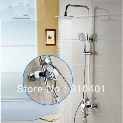 Wholesale And Retail Promotion NEW Luxury Wall Mounted Rain Shower Faucet Set Tub Mixer Tap Hand Shower Column [Chrome Shower-2371|]