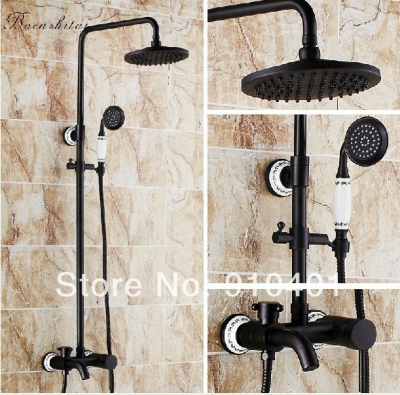 Wholesale And Retail Promotion NEW Oil Rubbed Bronze Ceramic Style 8" Rain Shower Faucet Set Bath Tub Mixer Tap [Oil Rubbed Bronze Shower-3916|]