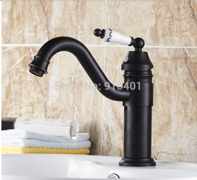 Wholesale And Retail Promotion NEW Oil Rubbed Bronze Deck Mounted Bathroom Basin Faucet Single Hanlde Mixer Tap