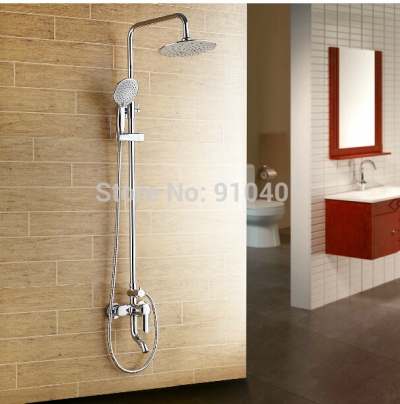 Wholesale And Retail Promotion NEW Round Style 8" Rain Shower Faucet Tub Mixer Tap Single Handle Shower Column [Chrome Shower-2476|]