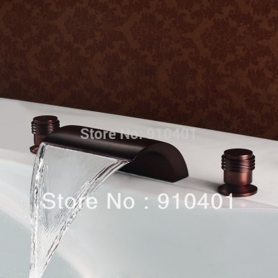 Wholesale And Retail Promotion Oil Rubbed Bronze Bathroom Waterfall Basin Faucet Vanity Sink Mixer Tap 2 Handle