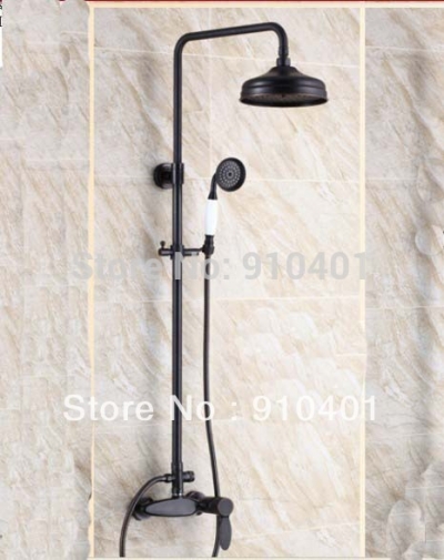 Wholesale And Retail Promotion Oil Rubbed Bronze Wall Mounted Rain Style Faucet Set Shower Head Faucet Mixer [Oil Rubbed Bronze Shower-3859|]