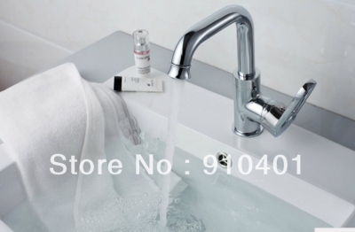 Wholesale And Retail Promotion Polish Chrome Brass Bathroom Basin Faucet Single Handle Sink Mixer Tap Swivel Spout [Chrome Faucet-1553|]