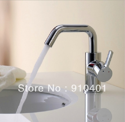 Wholesale And Retail Promotion Polished Chrome Brass Deck Mounted Bathroom Basin Faucet Single Handle Mixer Tap [Chrome Faucet-1342|]