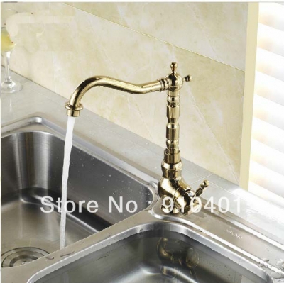 Wholesale And Retail Promotion Polished Golden Finish Solid Brass Bathroom Kitchen Faucet Swivel Spout Mixer