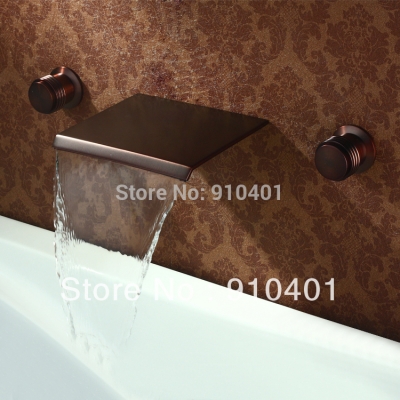 Wholesale And Retail Promotion Wall Mounted Oil Rubbed Bronze Waterfall Bathroom Faucet Tub Mixer Tap 2 Handles