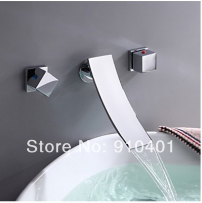 Wholesale and Retail Promotion NEW Luxury Chrome Finish Widespread Bathroom Sink Faucet Dual Handles Mixer Tap [Chrome Faucet-1333|]