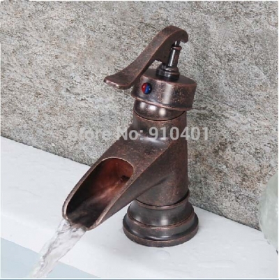 Wholesale and retail Promotion Modern Deck Mounted Waterfall Bathroom Basin Faucet Single Handle Sink Mixer Tap [Oil Rubbed Bronze Faucet-3709|]