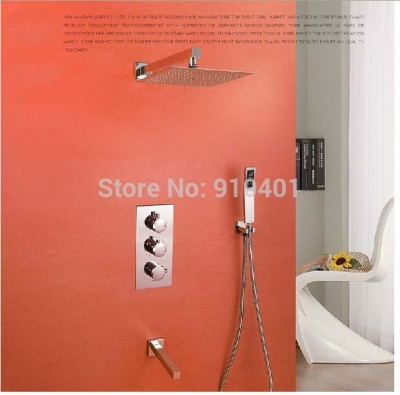 wholesale and retail Promotion Thermostatic 8" Rain Shower Faucet Mixer Tap Bathtub Spout W/ Hand Shower Chrome [Chrome Shower-2486|]