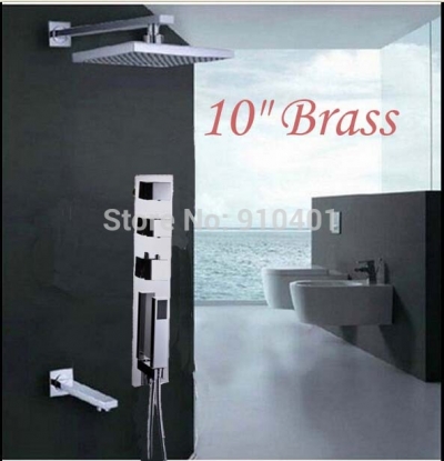 wholesale and retail Promotion Wall Mounted 10" Square Shower Head 3 Handles Thermostatic Valve Tub Mixer Tap