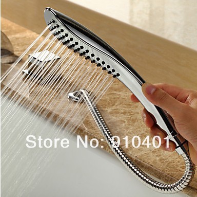 Luxury Brass Widespread Waterfall Bathroom Bathtub Faucet w/ Hand Shower Mixer Tap Chrome Finish Five Pieces