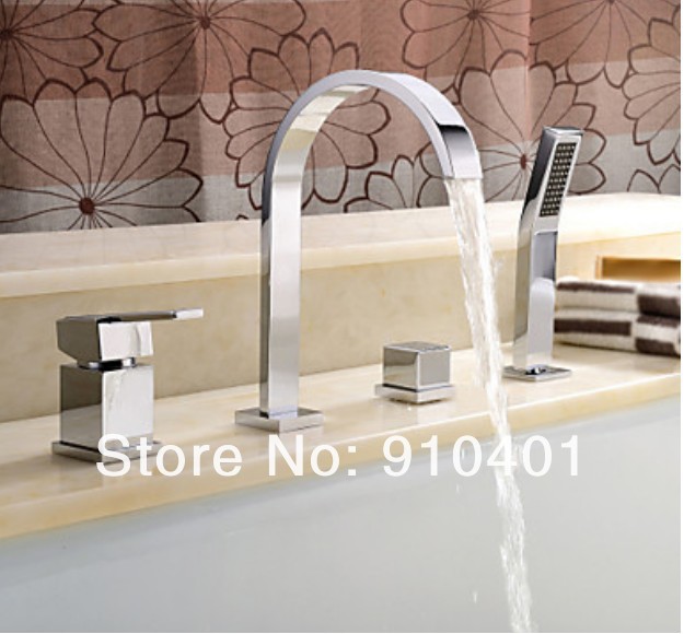 Wholesale And Retail Promotion Chrome Luxury Widespread Bathroom Tub Faucet Bathtub Mixer Tap With Hand Shower