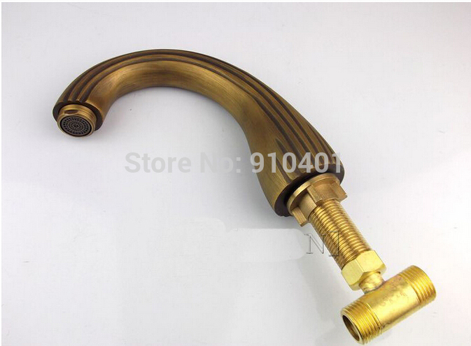 Wholesale And Retail Promotion Antique Brass Bathroom Tub Faucet 3 Handles Vanity Sink Mixer Tap W/ Hand Shower