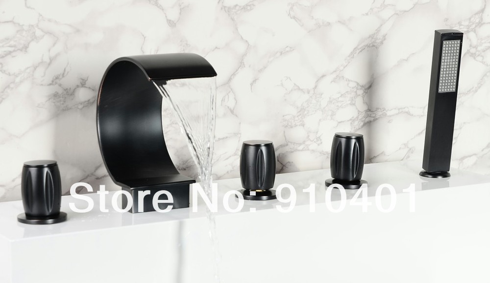 Wholesale And Retail Promotion Luxury Oil Rubbed Bronze Deck Mounted Waterfall Roman Style Bathroom Tub Faucet