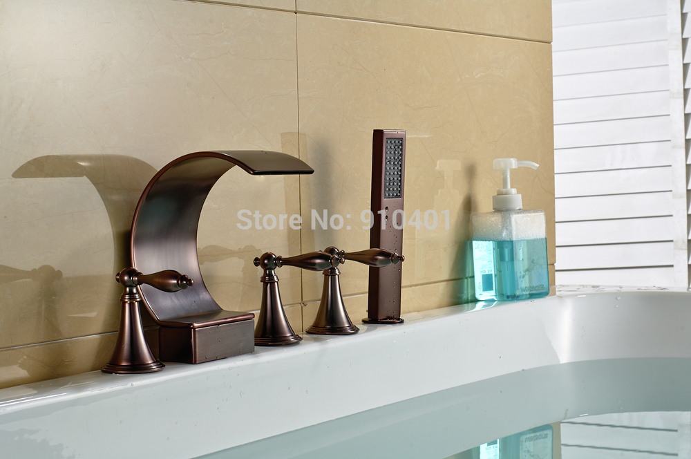 Wholesale And Retail Promotion Modern Luxury Oil Rubbed Bronze C Carved Waterfall Bathroom Faucet Tub Mixer Tap
