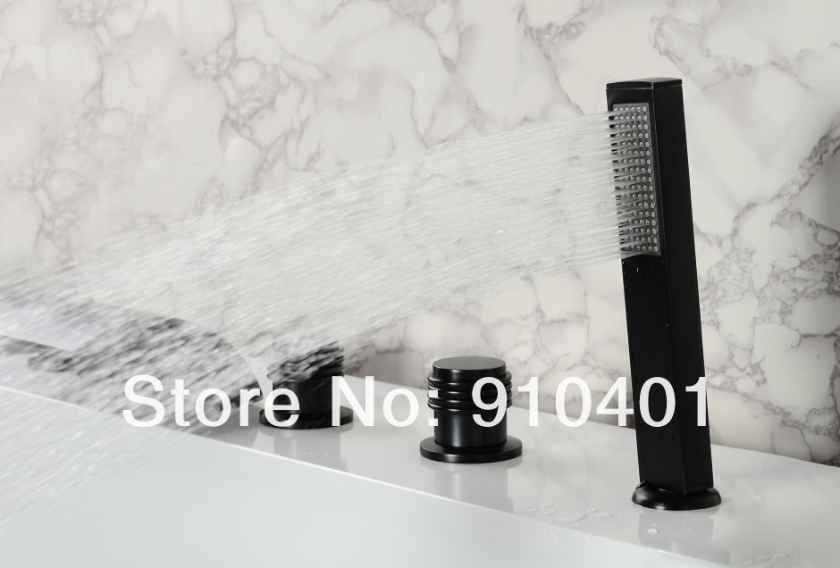 Wholesale And Retail Promotion  Oil Rubbed Bronze LED Color Roman Waterfall Bathroom Tub Faucet W/Hand Shower