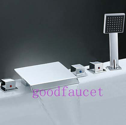 wholesale and retail deck mounted luxury waterfall bathroom faucet bathtub mixer tap 5pcs tub shower faucet mixer