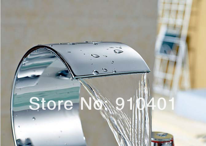 wholesale and retail promotion Deck Mounted Bathroom Tub Faucet Waterfall Spout Mixer Tap W/ Hand Shower Chrome