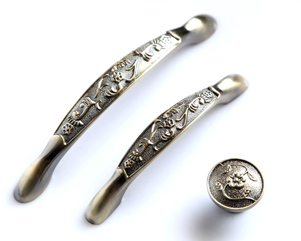 Classical antique bronze high grade zinc alloy flower pull European rural style furniture handle for cabinet/drawer/closet