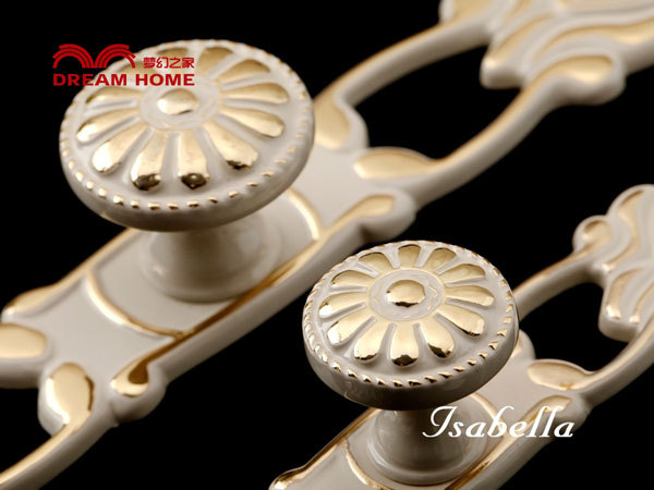European classical isbella ivory furniture handle golden palace pull for drawer/cupboard/closet Free shipping