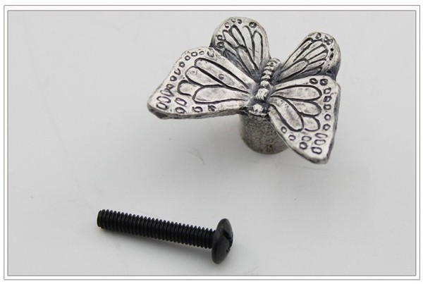 New classical European contracted style cupboard door drawer knobs ancient silver furniture handle/butterfly pulls