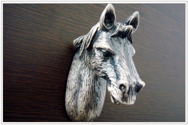 New classical European contracted style simple cupboard door drawer knobs ancient silver furniture handle/horse head pulls