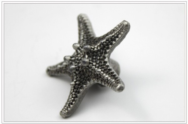 New classical European contracted style simple cupboard door drawer knobs ancient silver furniture handle/ top starfish  pulls