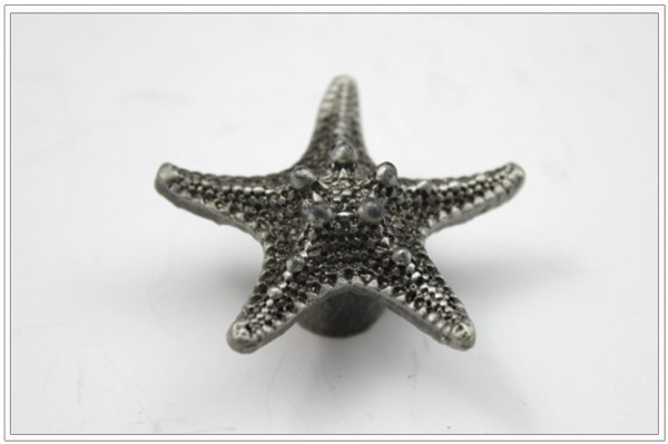 New classical European contracted style simple cupboard door drawer knobs ancient silver furniture handle/ top starfish  pulls