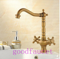 !NEW Antique Bronze Bathroom Basin Faucet Sink Rotatable mixer tap Double Handles