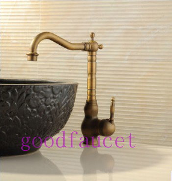 !Single Handle Bathroom Basin Sink Mixer Tap Antique Brass Faucet Swivel Spout