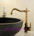 !Single Handle Bathroom Basin Sink Mixer Tap Antique Brass Faucet Swivel Spout [Antique Brass Faucet-459|]
