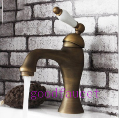 Contemporary Antique Brass Bathroom Faucet Vanity Sink Mixer Tap Ceramic Handle Undercounter