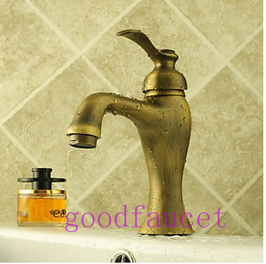 Contemporary NEW Antique Brass Bathroom Faucet Basin Vanity Sink Mixer Tap Single Handle
