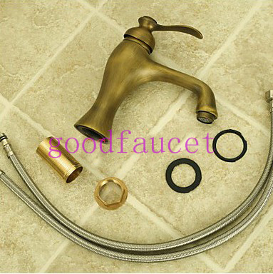 Contemporary NEW Antique Brass Bathroom Faucet Basin Vanity Sink Mixer Tap Single Handle