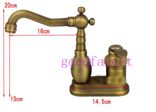 Modern Antique Brass 4 Inch Bathroom Basin & Kitchen Faucet Single Handle Mixer Hot and Cold Tap Swivel Spout