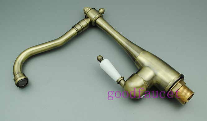 Wholesale And Retail NEW Antique Bronze Bathroom Basin Faucet Kitchen Sink Mixer Tap With Single Ceramic Handle