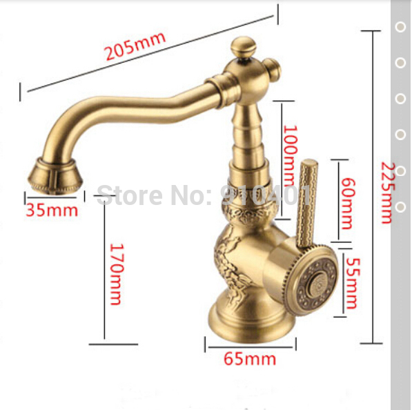 Wholesale And Retail Promotion Antique Brass Bathroom Basin Faucet Flower Art Vanity Sink Mixer Tap One Handle