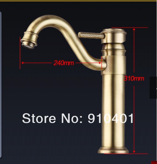 Wholesale And Retail Promotion  Antique Brass Bathroom Faucet tap Swivel Spout Vanity Sink Mixer Tap 1 Handle