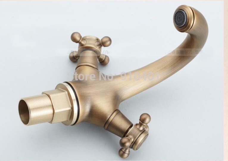 Wholesale And Retail Promotion Antique Brass Modern Bathroom Faucet Vanity Sink Mixer Tap Dual Cross Handles